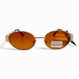 NEW TRUE RELIGION Gold Metal Logo Classic TR12474CK Sunglasses
